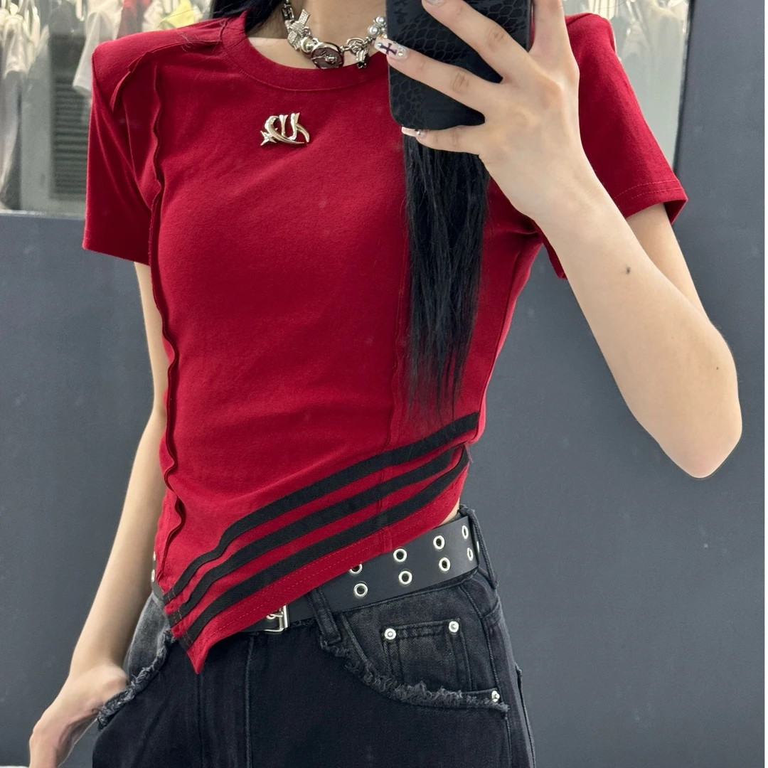 YUYU女装新款时尚洋气个性不规则上衣T