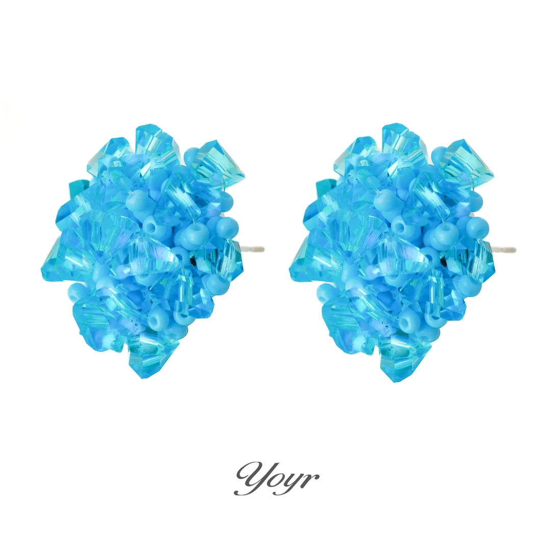 YOYR 铜合金琉璃耳饰 无尽夏花苞耳钉手工气质时尚百搭复古