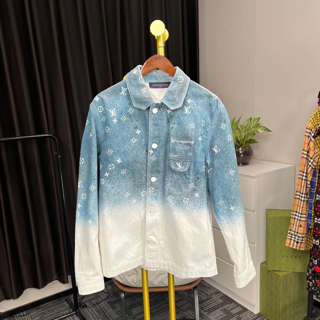 99新 LouisVuitton/路易威登 白蓝渐变满印牛仔夹克 XS码 99新