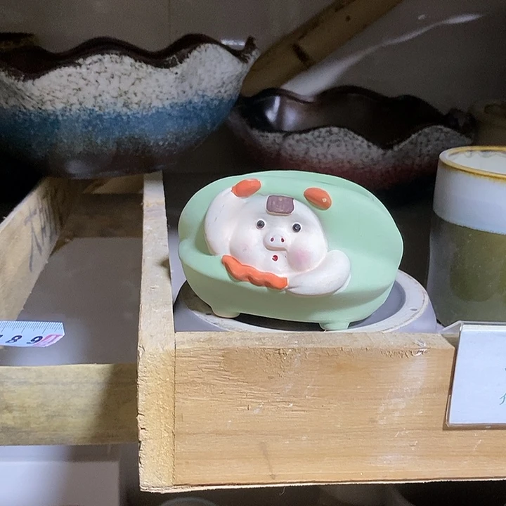 青***心紫砂花盆多肉瑕疵盆有孔。