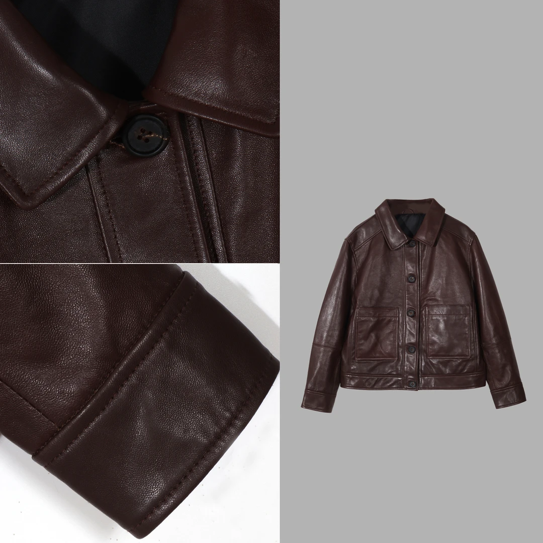 凯特丝蓓3363#【古着】简约洋气大方休闲机车皮衣夹克外套女