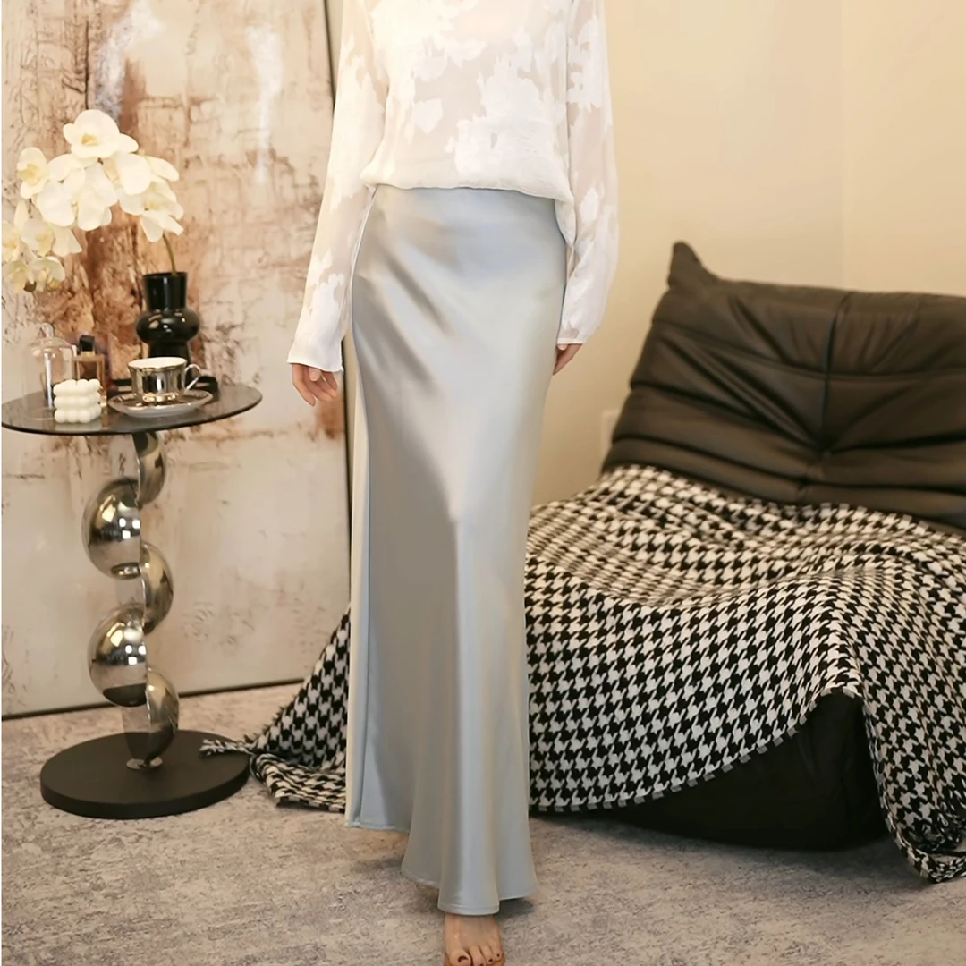 【王牌醋冰冰】裙长100春夏季新款高级感气质百搭醋酸半身裙2718