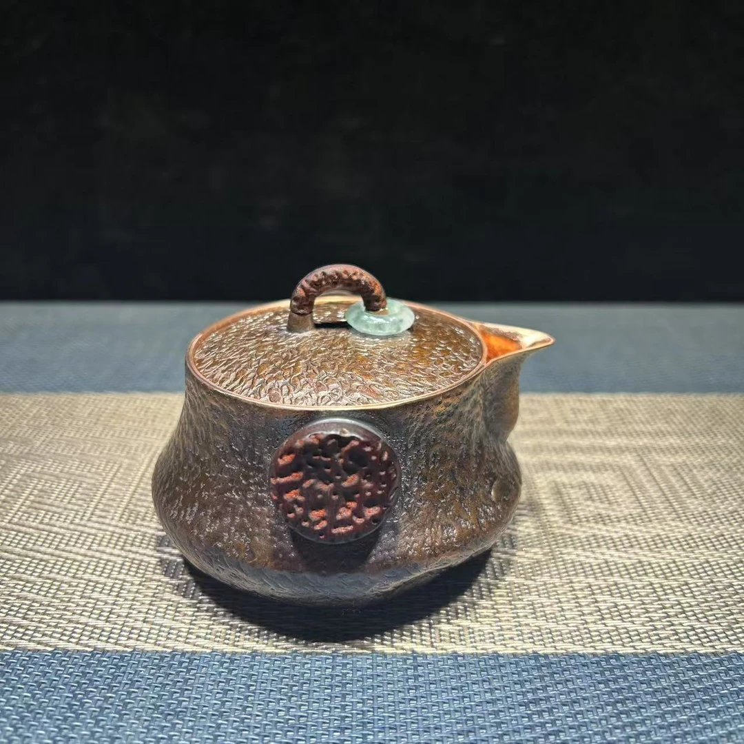 随行手把壶 紫铜泡茶壶 纯铜茶壶复古紫铜壶纯手工手抓壶