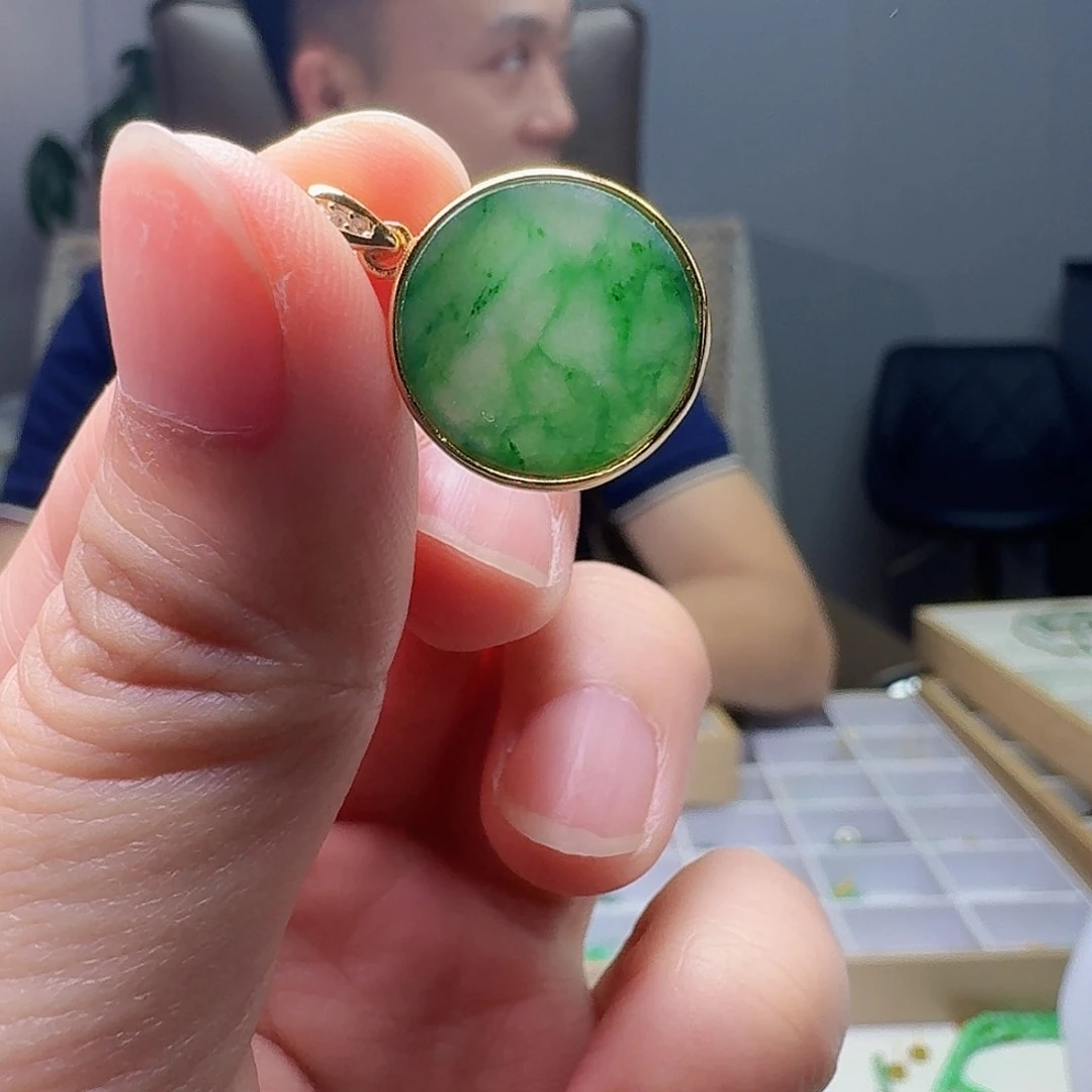 翡翠银S925镶嵌吊坠(不含链)天然