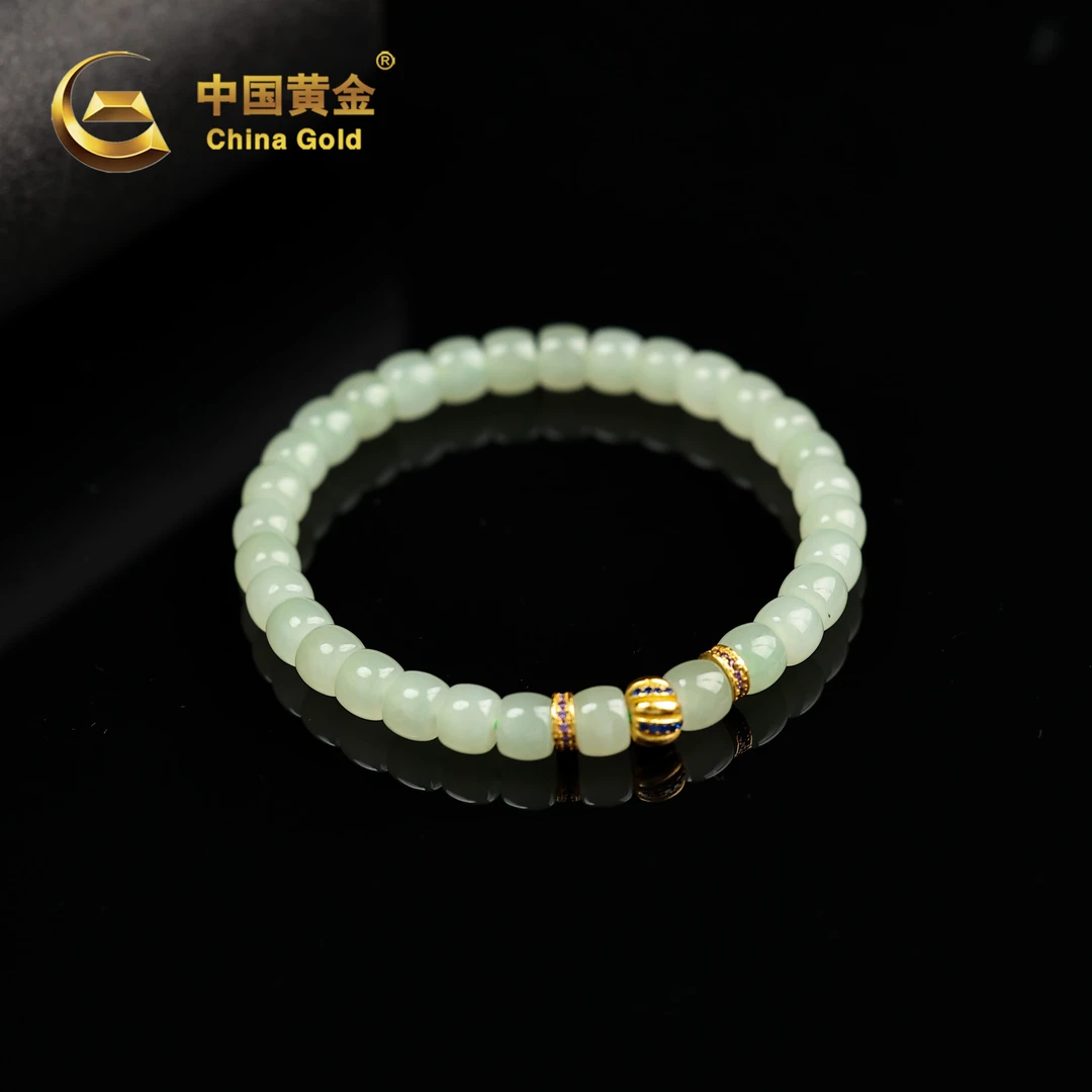 【中国黄金】S925银和田玉算盘手串-S3210-【北】