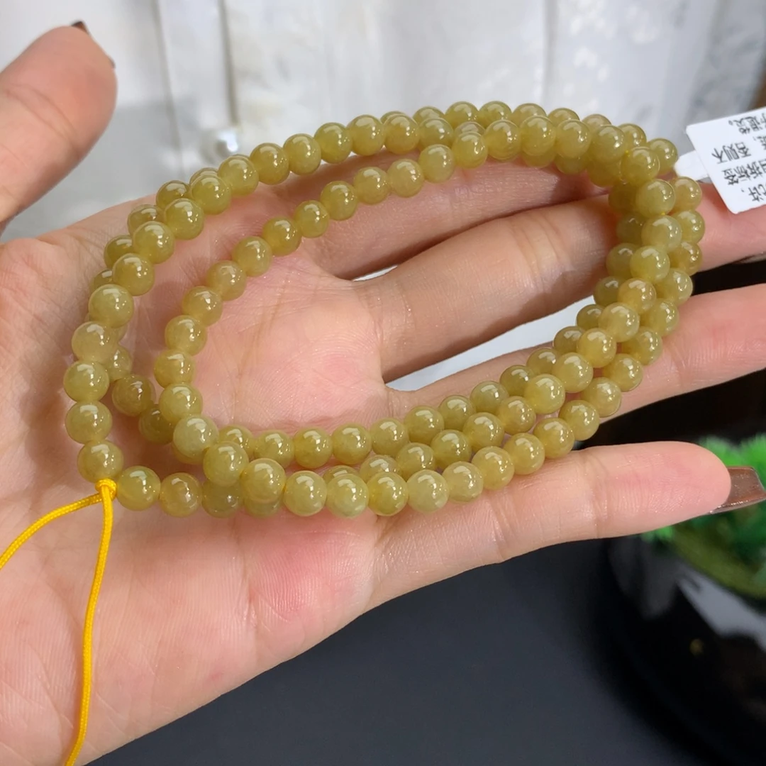 未镶嵌手串翡翠卡5.3细润黄翡项链