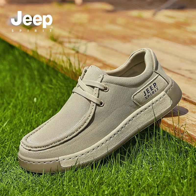 JEEPSPIRIT吉普男鞋简约帆布鞋男2025夏季新款沙色增高休闲鞋男款