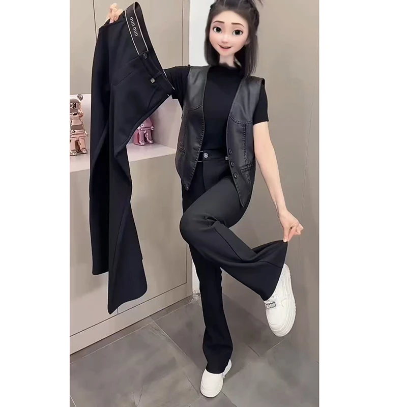 黑色直筒休闲裤子女2025春季新款大码百搭修身西装裤显瘦微喇叭裤