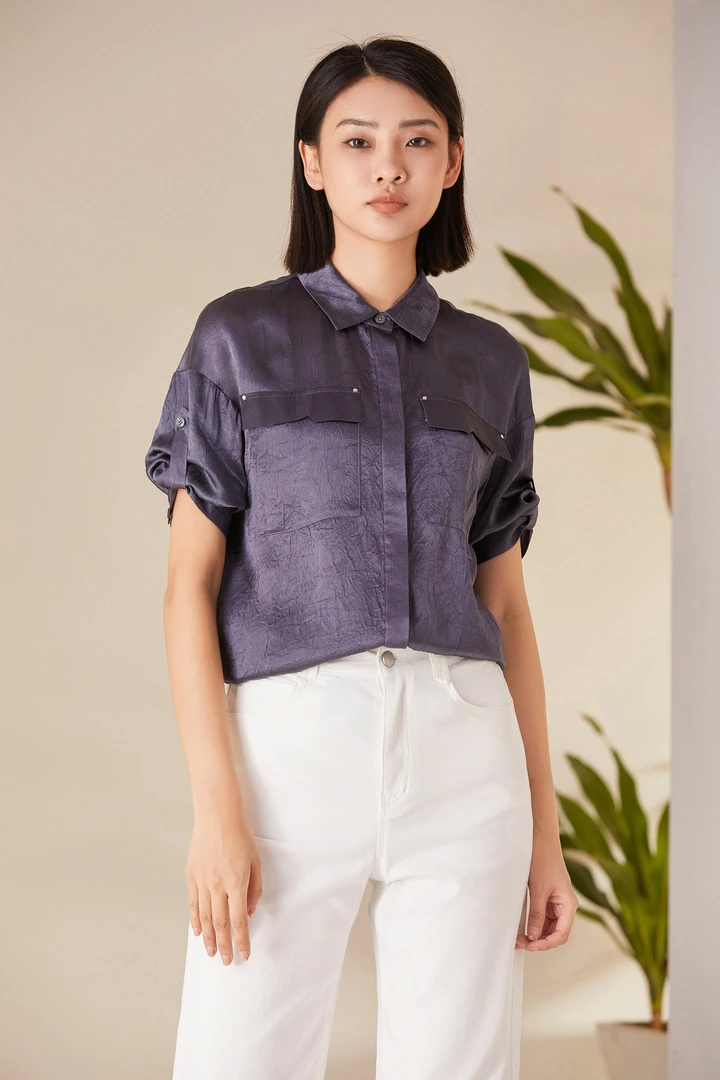 画而诗深紫色衬衫LBB62049