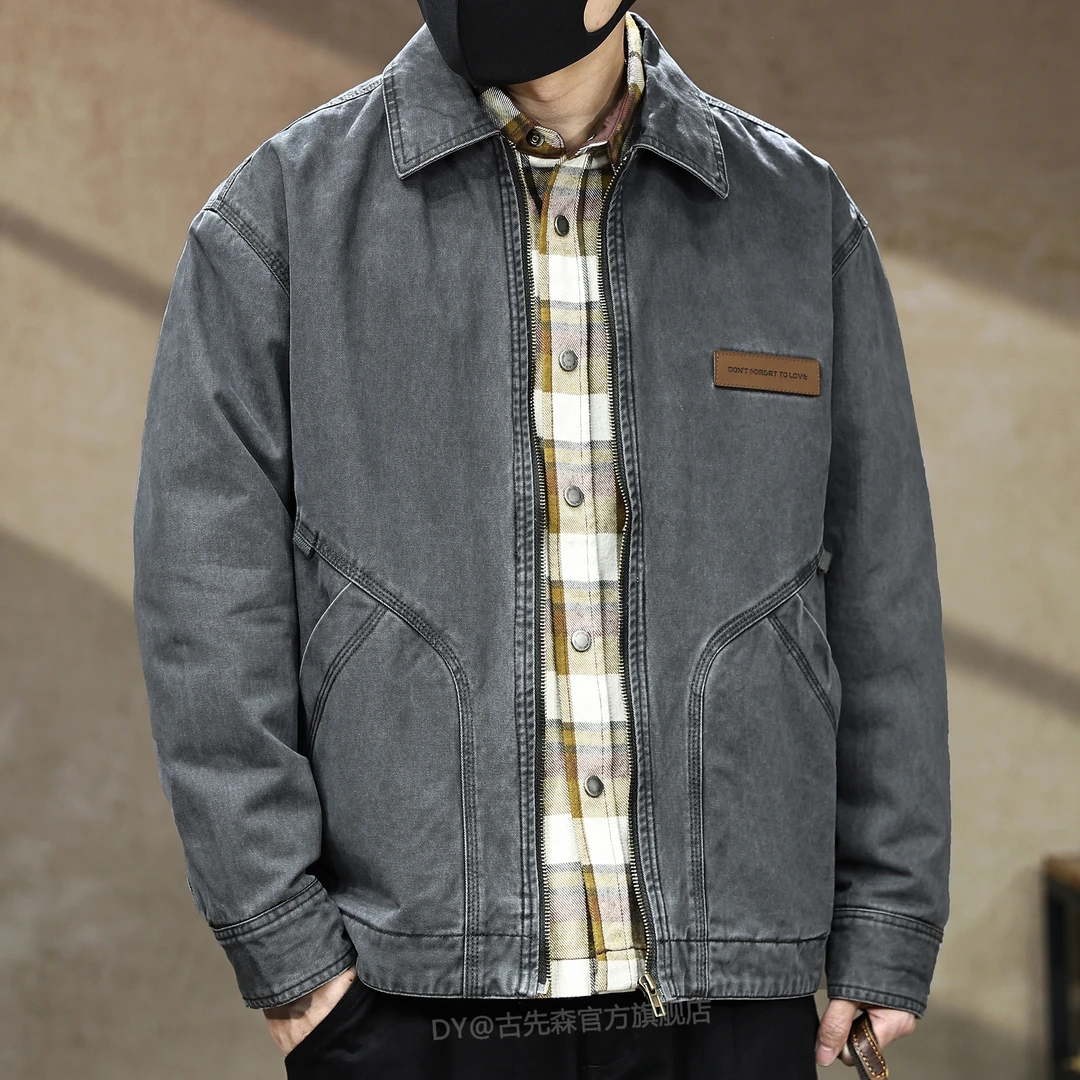 高品质工装外套男春秋新款美式复古重工纯棉休闲硬汉夹克男装大码