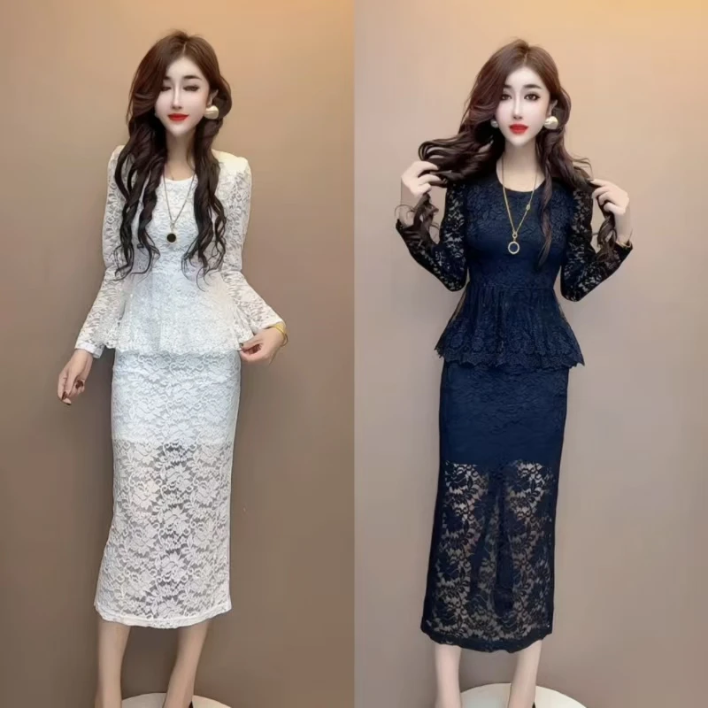 韩版中长裙连衣裙长裙蕾丝洋气夏季短袖减龄碎花长袖遮肚子连衣裙