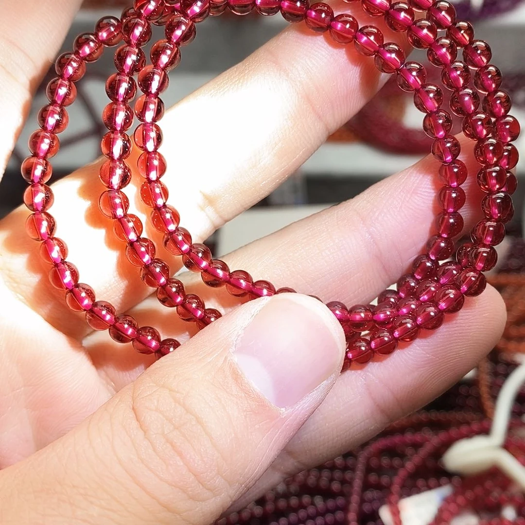 石榴石手链未镶嵌4.3mm香槟色全净体精品