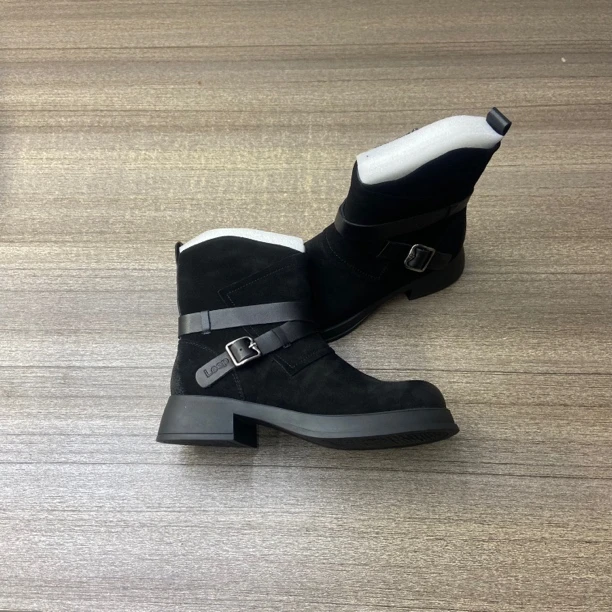 袜靴休闲风侧拉链黑色短靴圆头女靴时尚磨砂拉链弹力靴711-9362