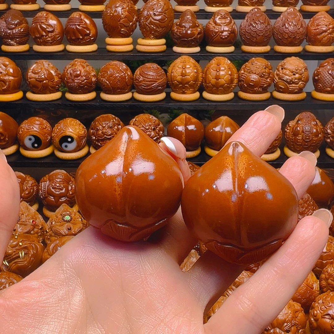 国***典手串/手链橄榄核寿桃一对手工大尺