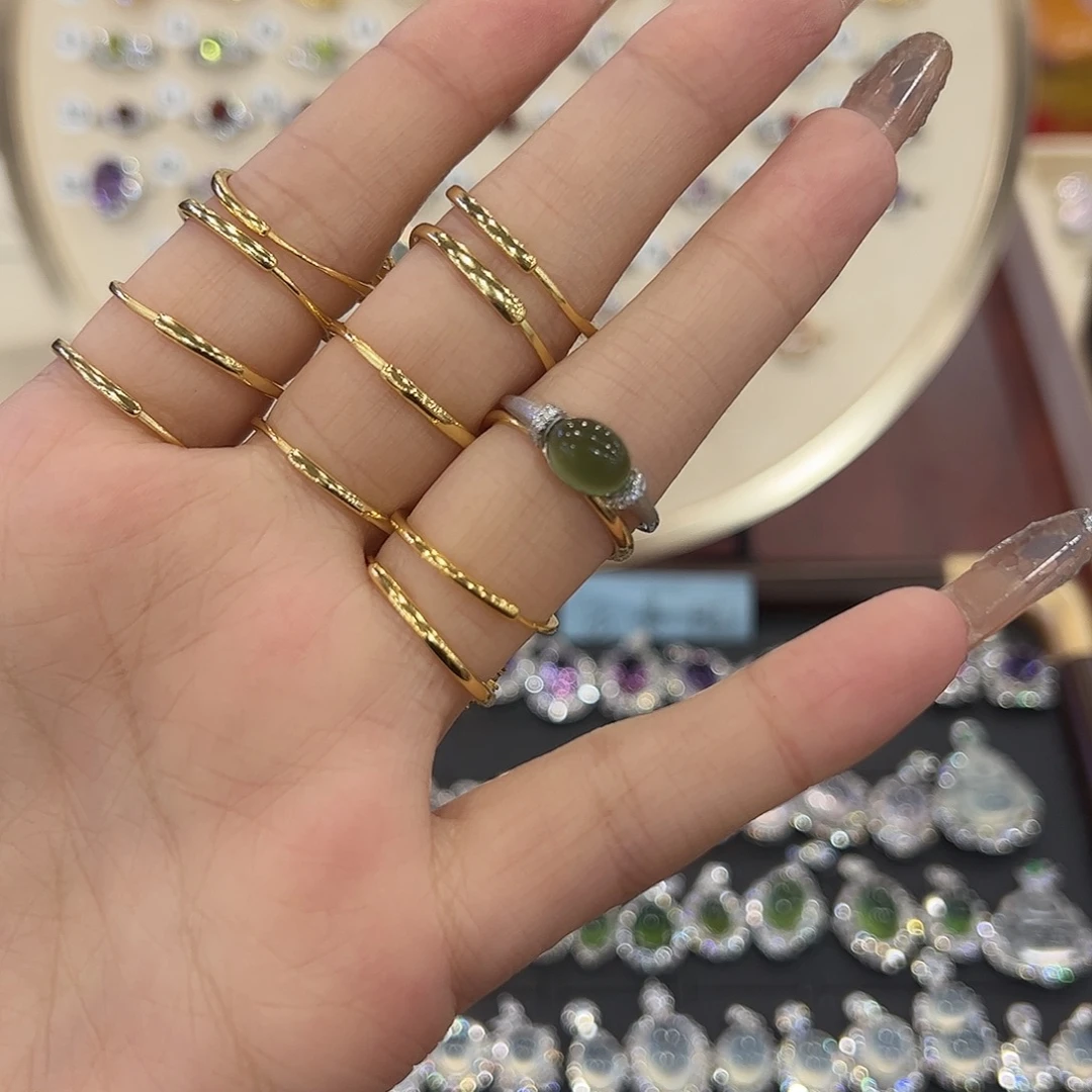 椰***蛇纹石玉银S925镶嵌饰品