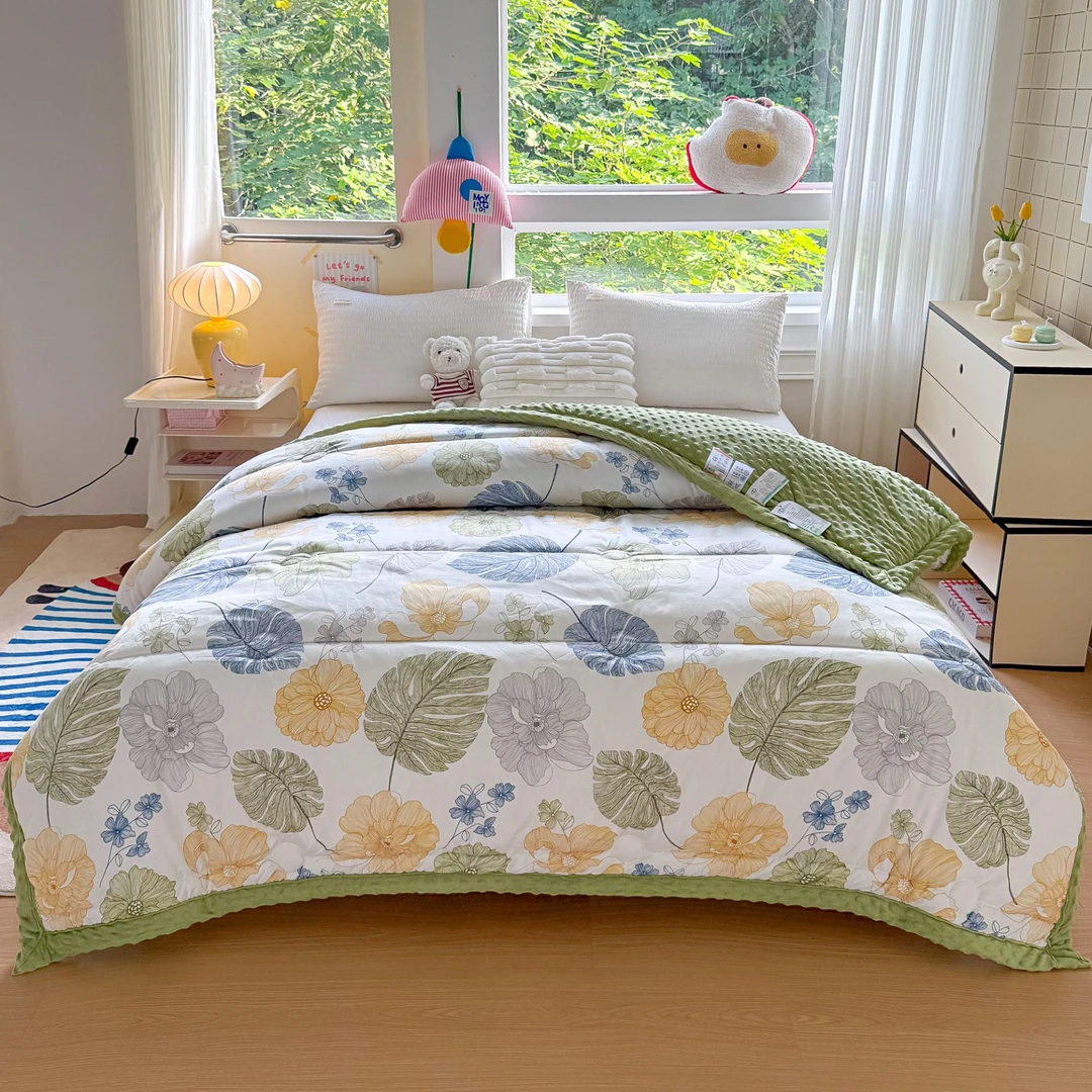 2025新款印花绒被森林落叶CQ被L