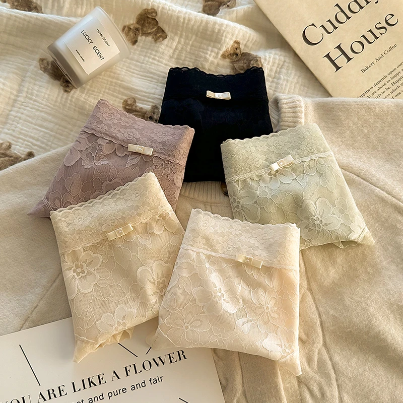 【超值5条装】夏季无痕女士蕾丝内裤透气凉感冰丝包臀三角裤女舒适