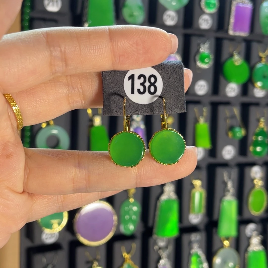 翡翠银S925镶嵌耳饰138