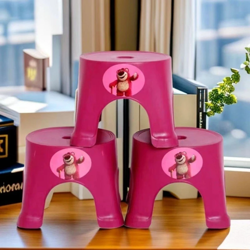 预售新疆-草莓粉熊矮凳坐凳卡通换鞋凳浴室凳加厚儿童塑料家用