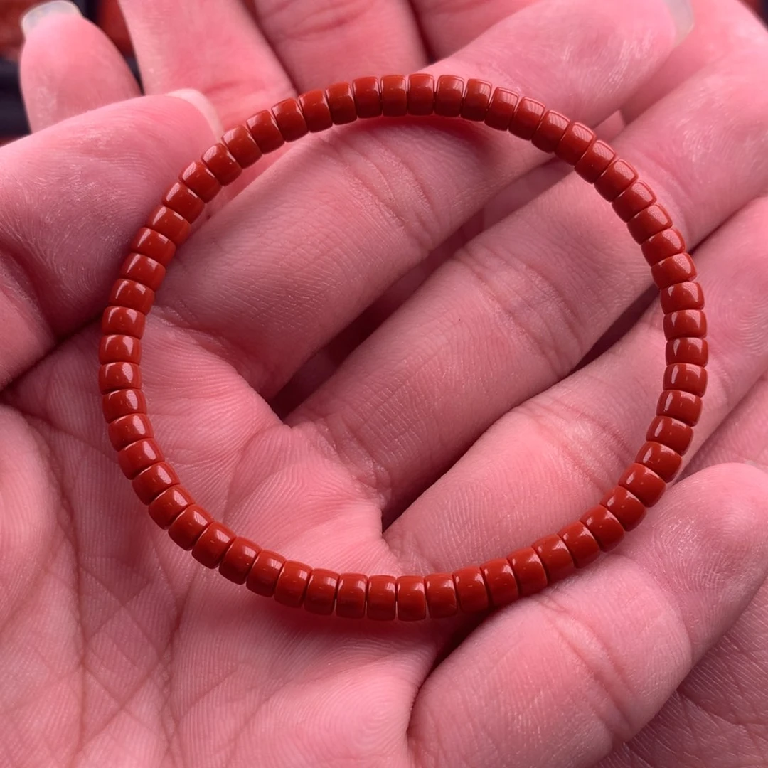 南红玛瑙精工直切药片手串4.5未镶嵌