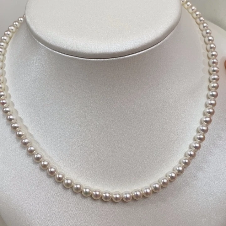 淡水珍珠颈饰银S925镶嵌5-5.5小米链