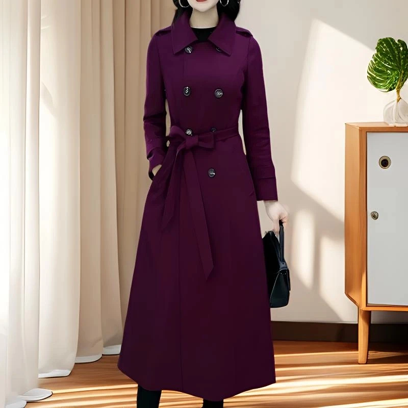 风衣外套女2025新款春优雅轻奢时尚洋气中长款修身大衣优雅气质