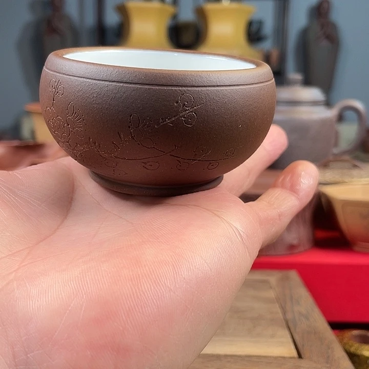 茶杯紫砂紫砂白釉杯微瑕