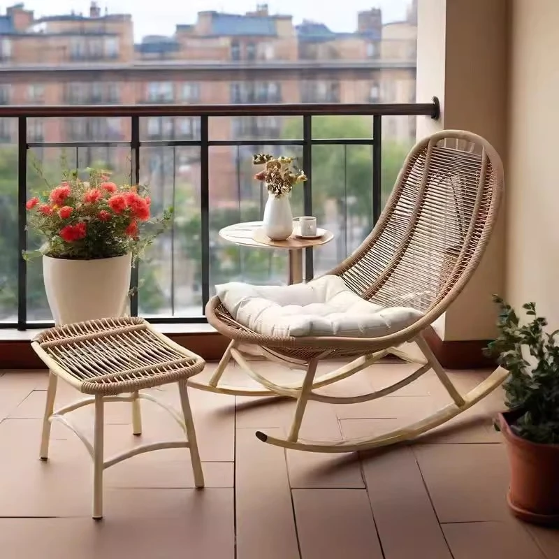 藤编摇摇椅躺椅大人花园阳台家用休闲藤椅户外庭院椅懒人午睡摇摇