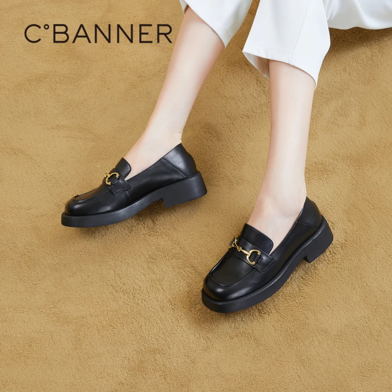 C.BANNER/千百度千百度2023方头马衔扣乐福鞋A23475910