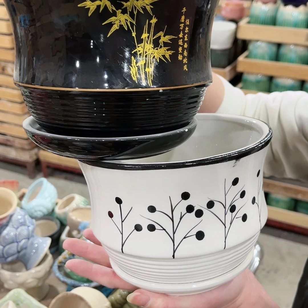 【闪购商品】陶瓷福利品带冰裂效果陶瓷花盆