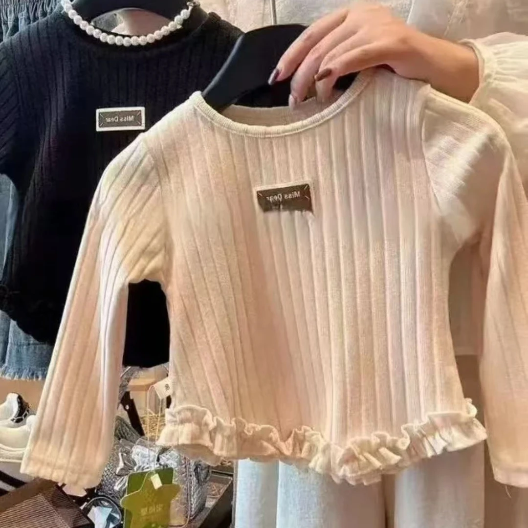 艾俊萱童装2024年秋冬加绒棕色加绒打底衫衣LS