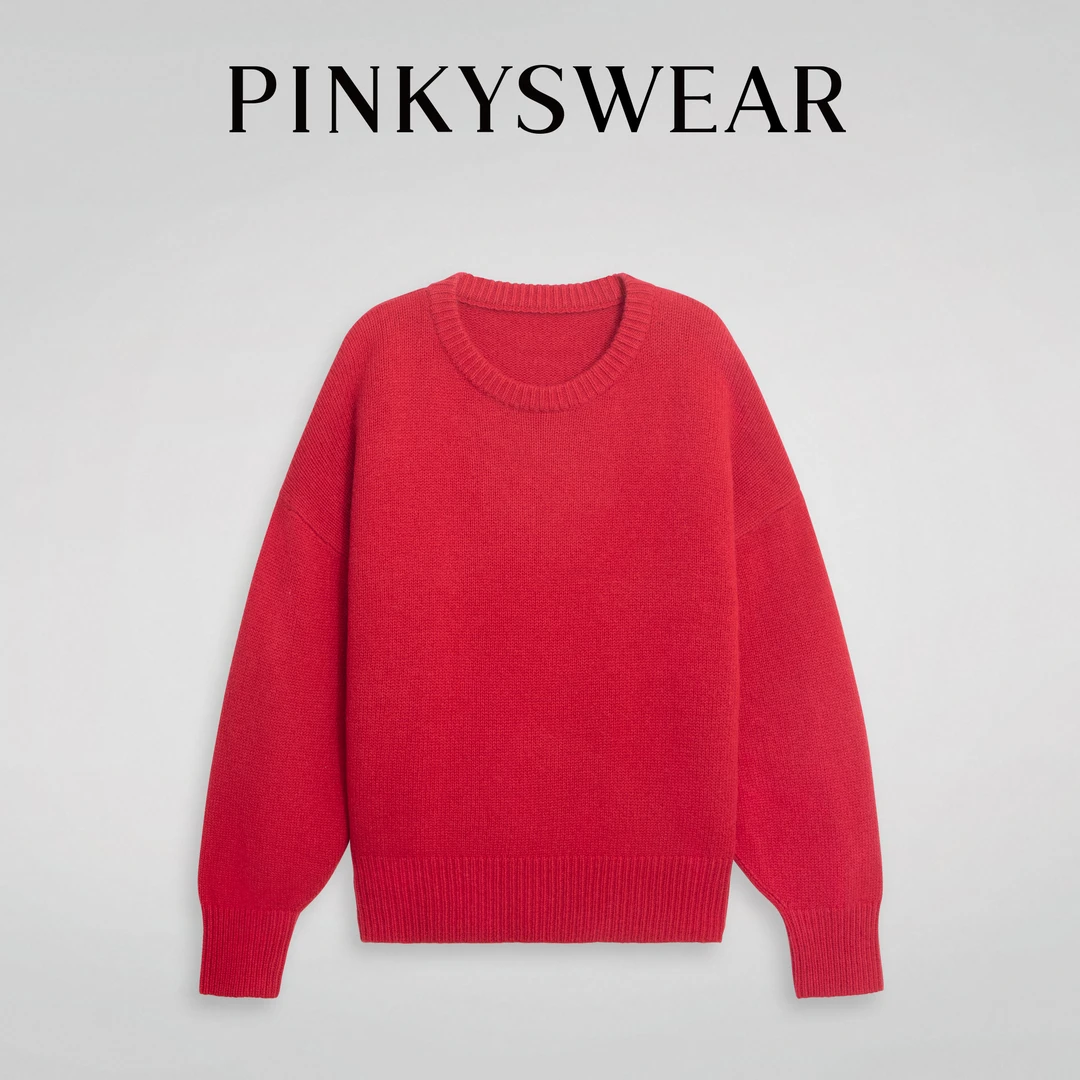 超细美丽诺100%纯羊毛衫女秋冬圆领加厚宽松针织套头毛衣MY8130