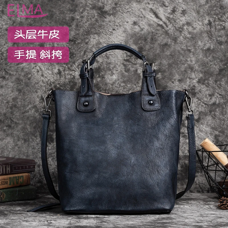 爆款大容量斜挎包手工擦色中国风百搭休闲复古真皮多用途单肩包包