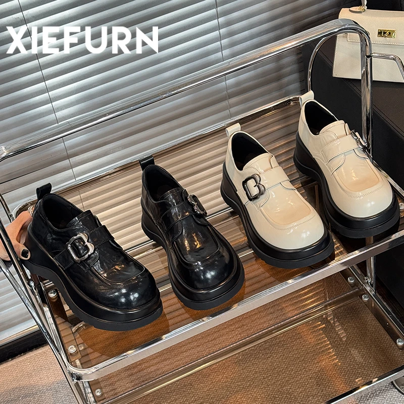 XIEFURN/鞋夫人复古英伦风乐福鞋女2025春新款韩版学院风小皮鞋