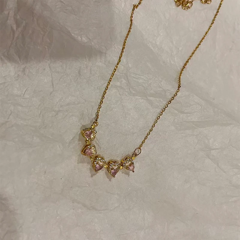 铜项链 一款两戴爱心锁骨链女轻奢小众设计感高级百搭毛衣链7329