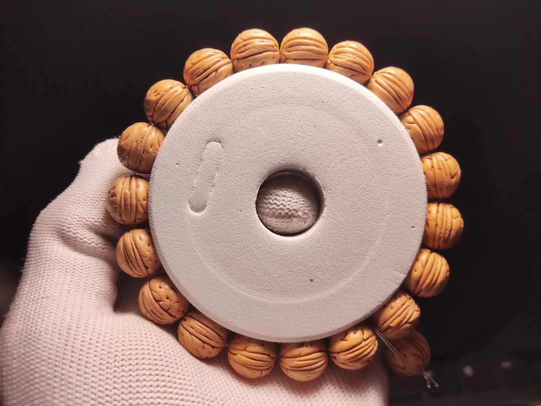 13奶油小圆豆 脑纹小桃核文玩手串