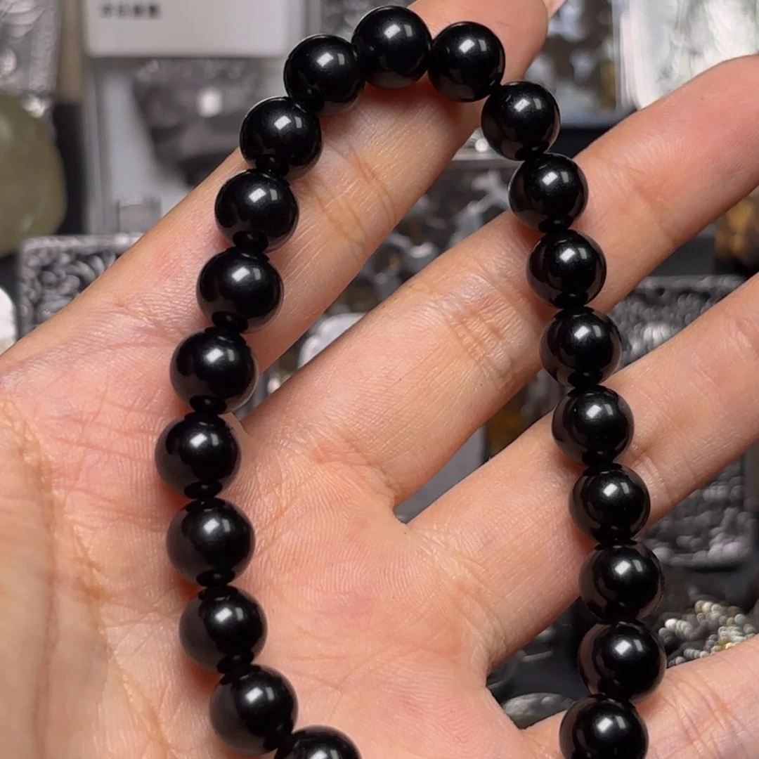 m****铁合金无雷公墨玻璃陨手串