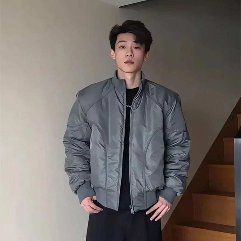 冬季男士百搭防风保暖休闲外套冲锋衣美式户外飞行员立领夹克棉服