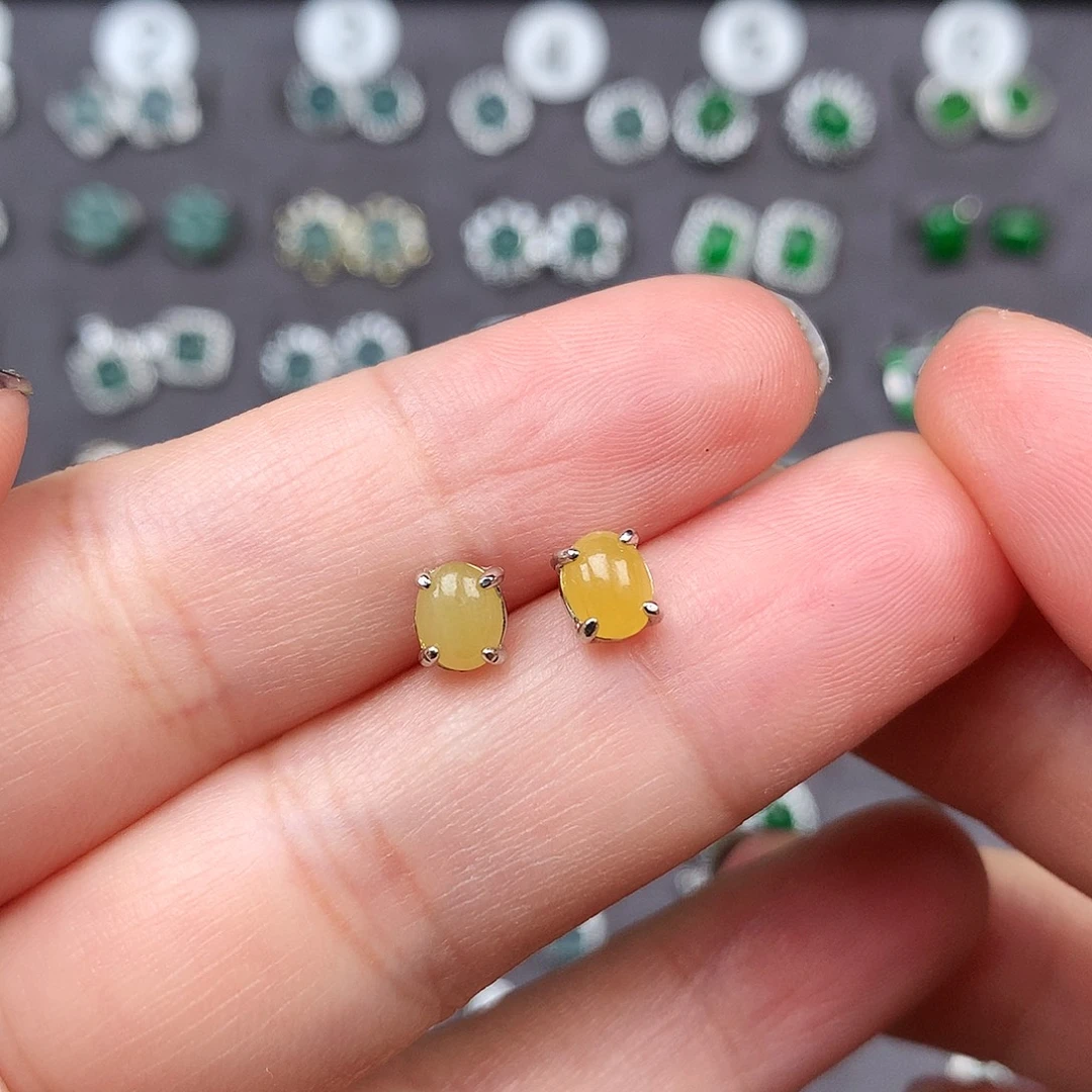 翡翠银S925镶嵌耳饰