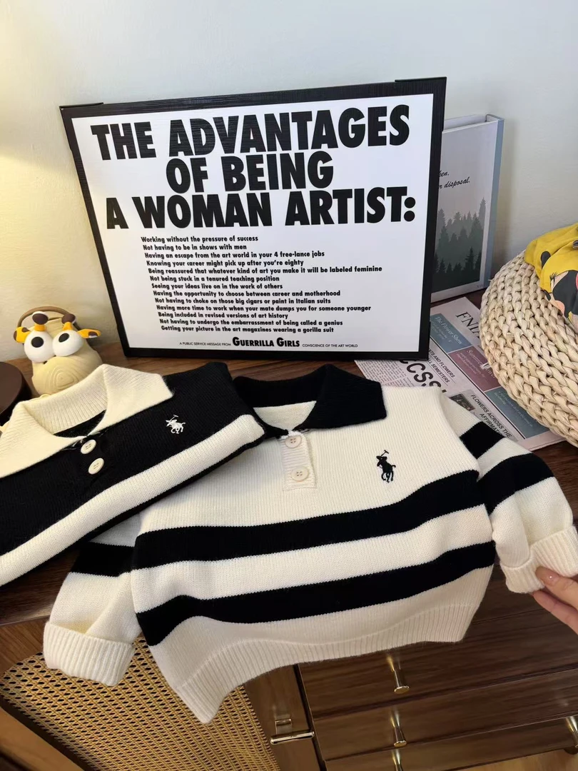 儿童秋冬季韩版针织休闲百搭Polo长袖时尚男童翻领毛衣撞色上衣