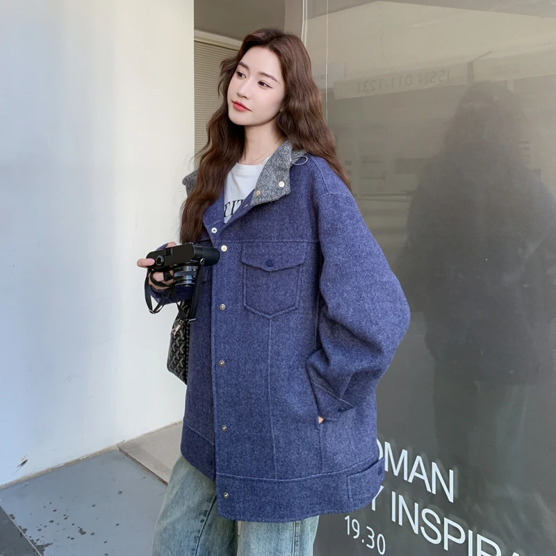 气质设计中长款单品时尚2025新款法式感毛呢小个子外套女装毛衣