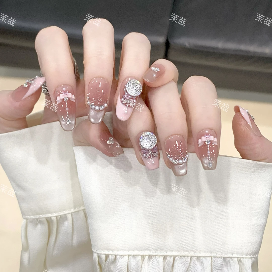 茉哉现货【公主日记】纯手工定制美甲拆卸穿戴甲A4021