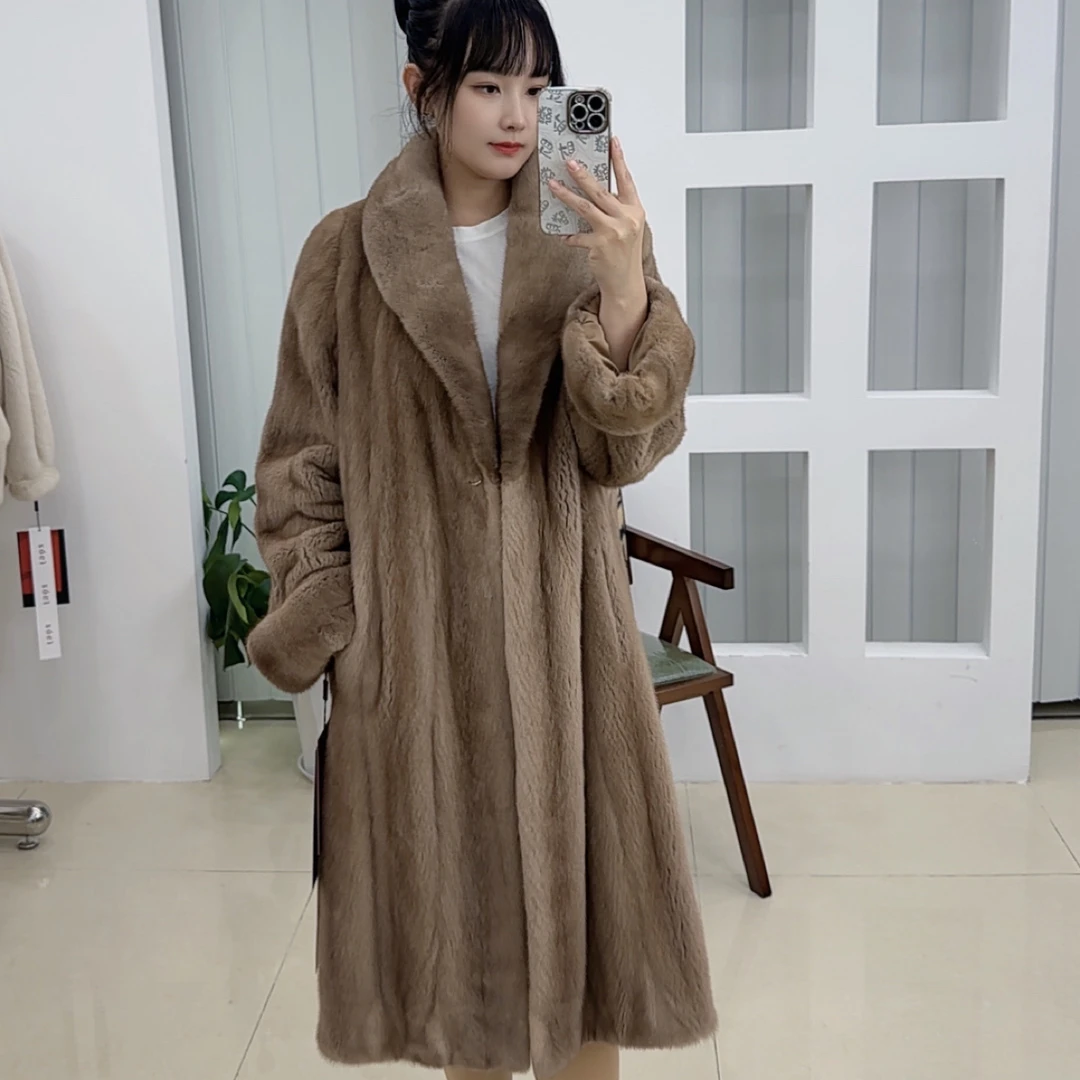 ZQGJ2025帕斯条全抽青果领挽袖长款外套