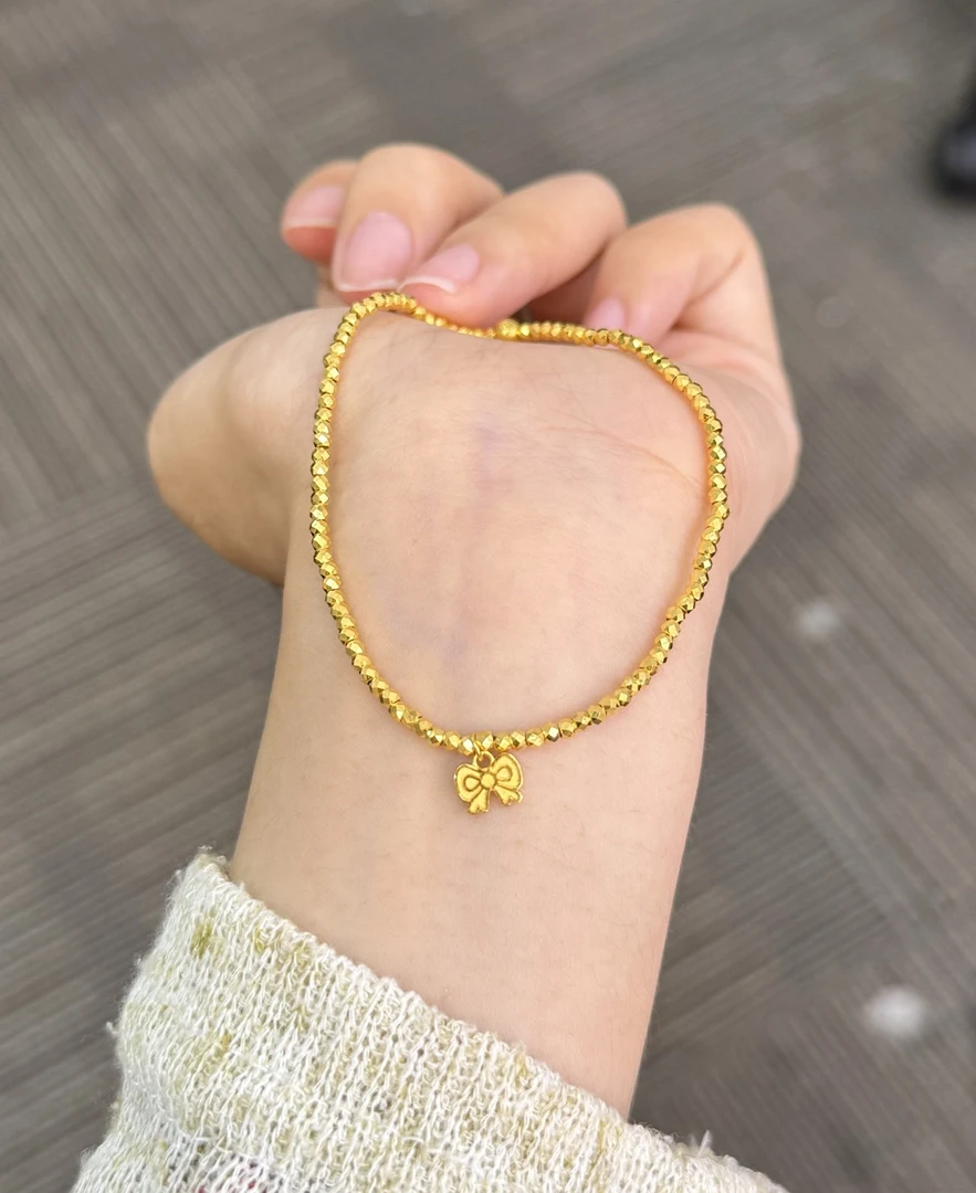 足金999 小蝴蝶结蹦迪手串