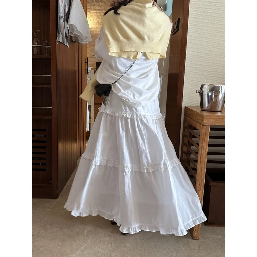 THE LIMON柠檬绿茶心动小白裙！春季度假风高腰显瘦蛋糕半身裙女