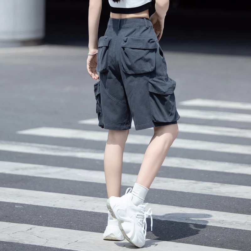 美式工装短裤女款夏天五分裤宽松阔腿裤六分裤2025年流行网红女裤