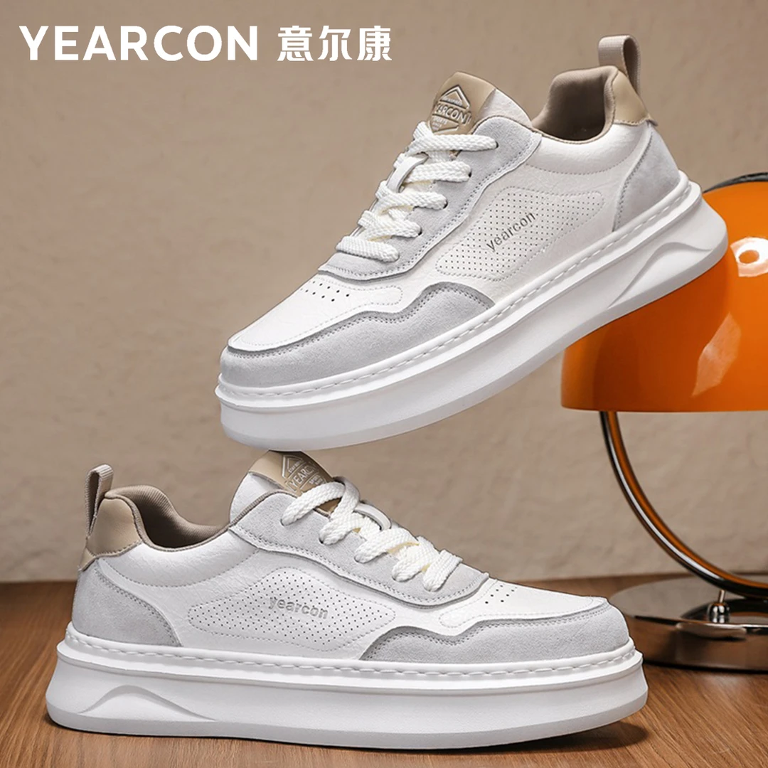 YEARCON/意尔康休闲皮鞋板鞋透气百搭厚底春季韩版时尚小白鞋4785