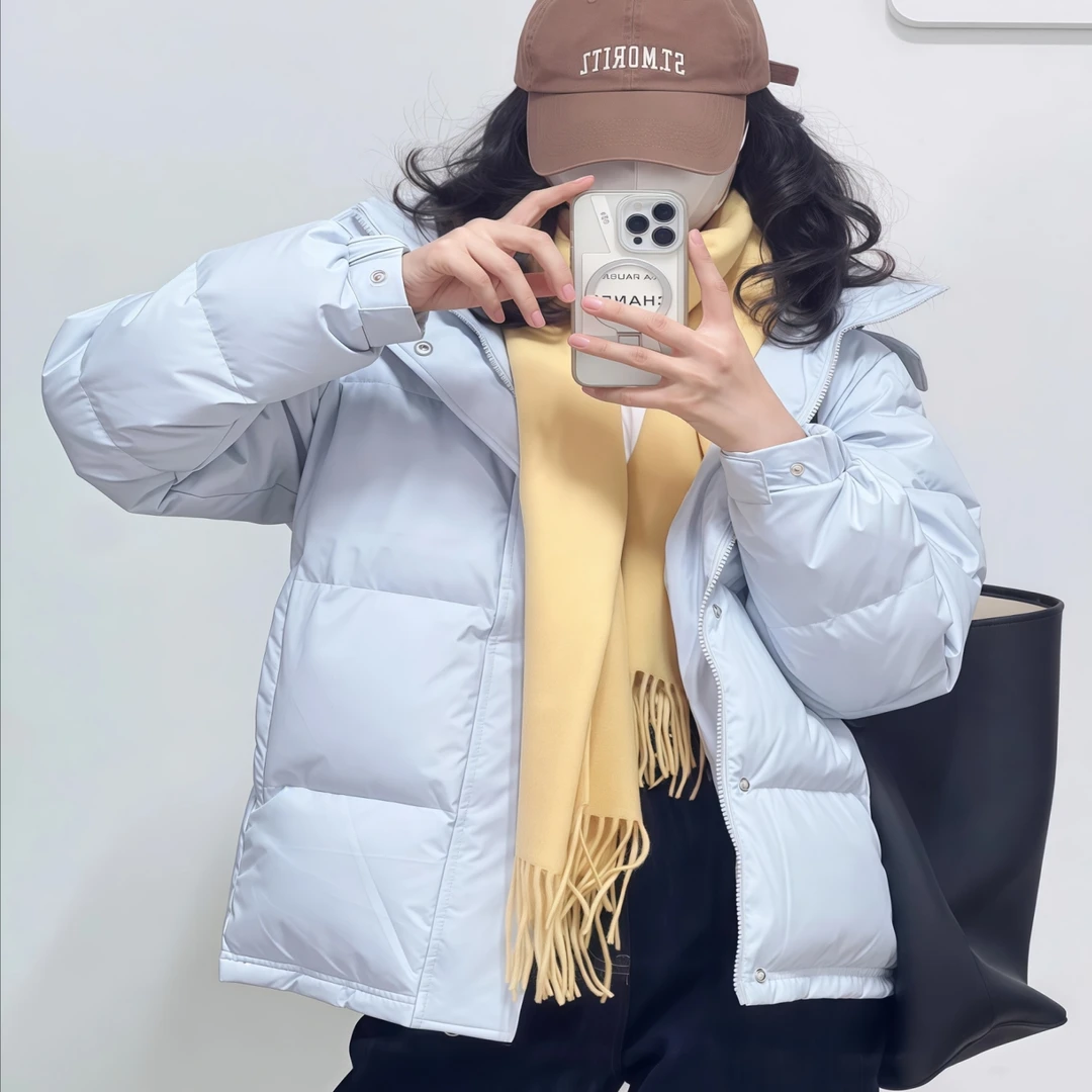 中戏短款抗皱白鸭绒羽绒服女2025冬季新款加厚小个子连帽爆款外套