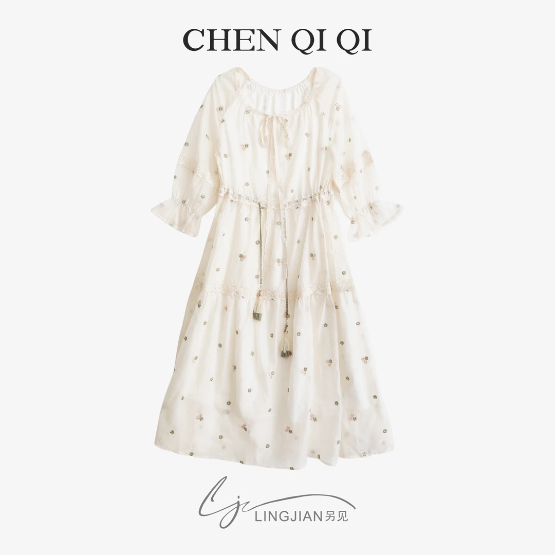 【】波点连衣裙子女 抽绳长裙Y91-85420047