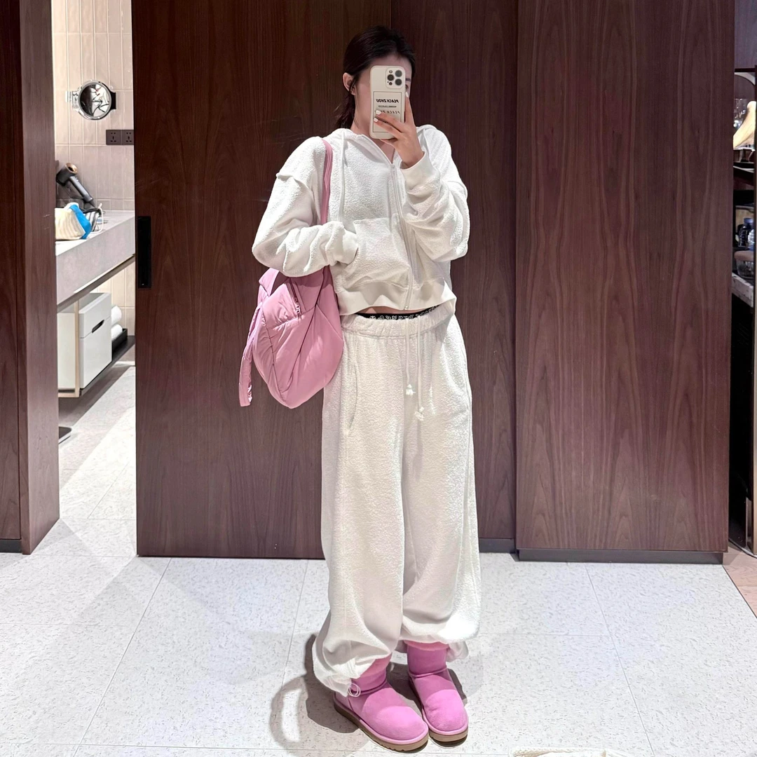 休闲简约慵懒百搭款套装春季新款松弛宽松长袖连帽卫衣长裤两件套